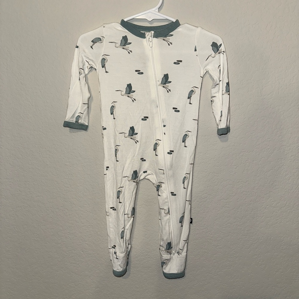 KYTE baby Blue Heron Zippered Romper Sz. 6-12 months